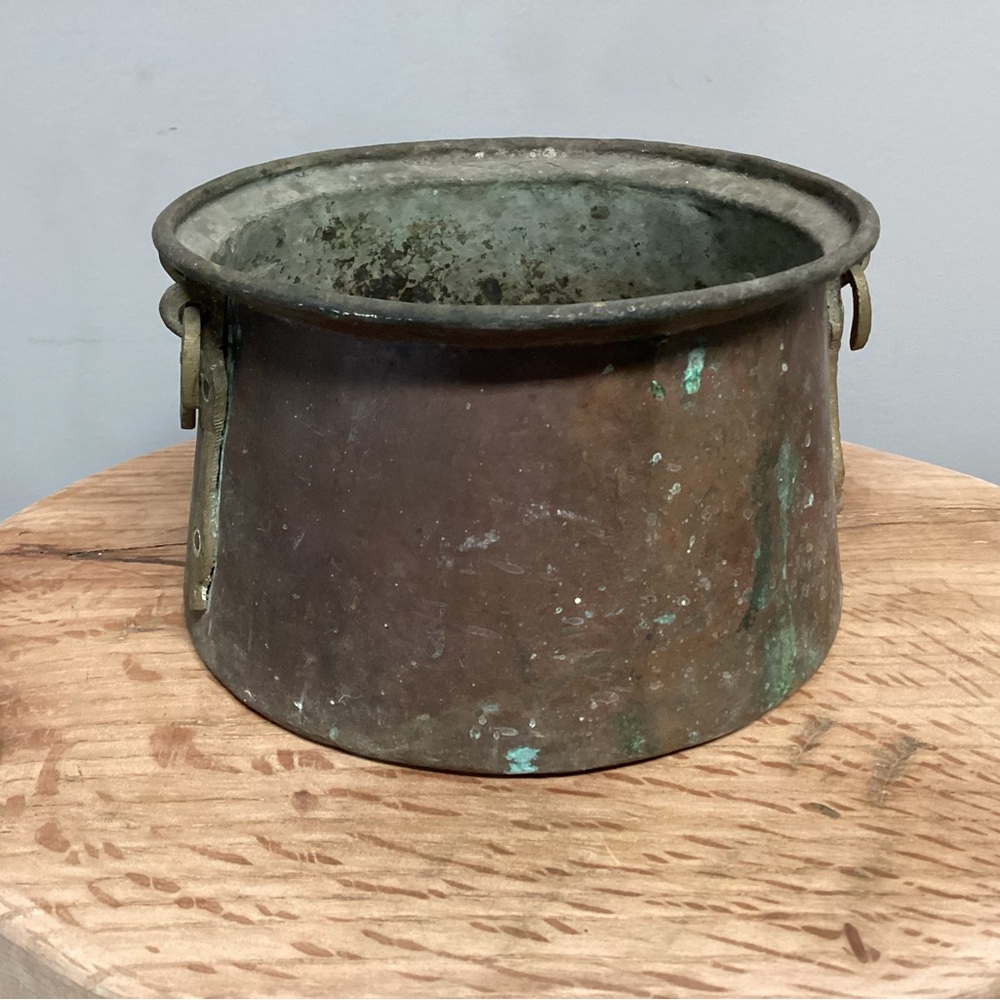 🟡 Vintage (Antique - ?)Copper Pot - Brass Handles - Beautiful Patina - Rare - Picture 3 of 14